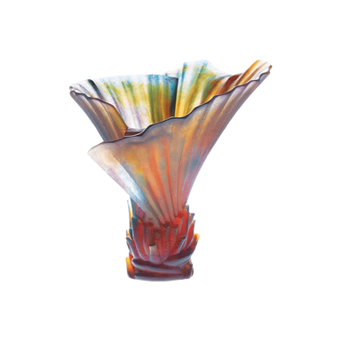 Daum Art Glass Daum Crystal Palm Vase By E Robba - Daum