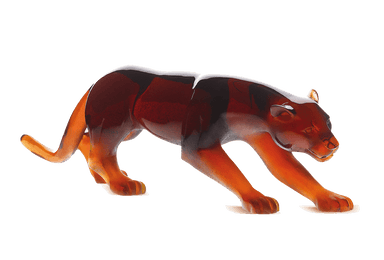 Daum Art Glass Daum Crystal Panther - Amber