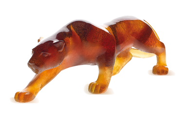 Daum Art Glass Daum Crystal Panther Small - Amber
