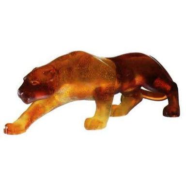Daum Art Glass Daum Crystal Panther Small - Amber