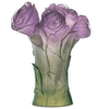 Daum Art Glass Daum Crystal Peony Vase - Green Purple