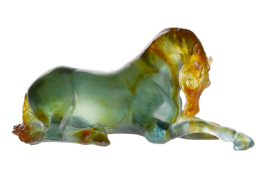 Daum Art Glass Daum Crystal Resting Mare by Pascale Boucholzer