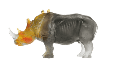Daum Art Glass Daum Crystal Rhinoceros in Amber & Green by Jean-François Leroy 1000 ex