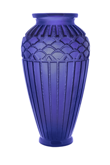 Daum Art Glass Daum Crystal Rhythms Large Vase - Blue