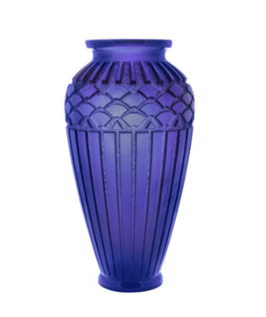 Daum Art Glass Daum Crystal Rhythms Large Vase - Blue