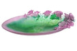 Daum Art Glass Daum Crystal Rose Passion Magnum Bowl- -Pink & Green
