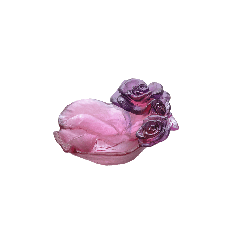 Daum Art Glass Daum Crystal Rose Passion Small Bowl - Red & Purple