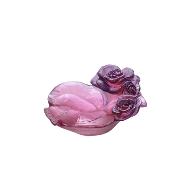 Daum Art Glass Daum Crystal Rose Passion Small Bowl - Red & Purple