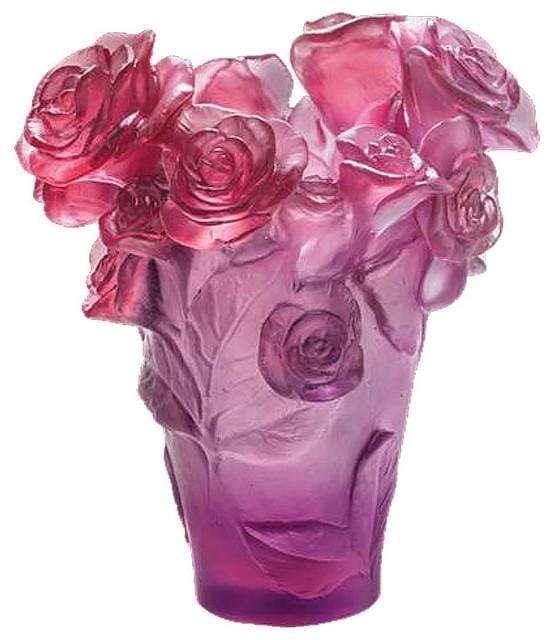 Daum Camellia decorative crystal flower - Purple