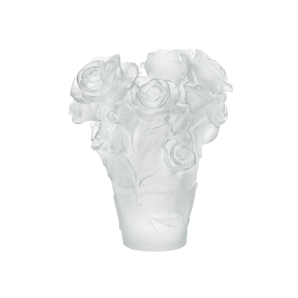 Daum Art Glass Daum Crystal Rose Passion Vase - White