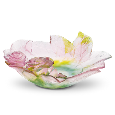 Daum Art Glass Daum Crystal Roses Ornamental Dish
