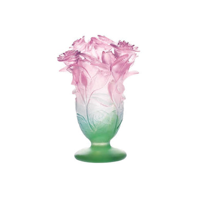 Daum Art Glass Daum Crystal Roses Small  Vase