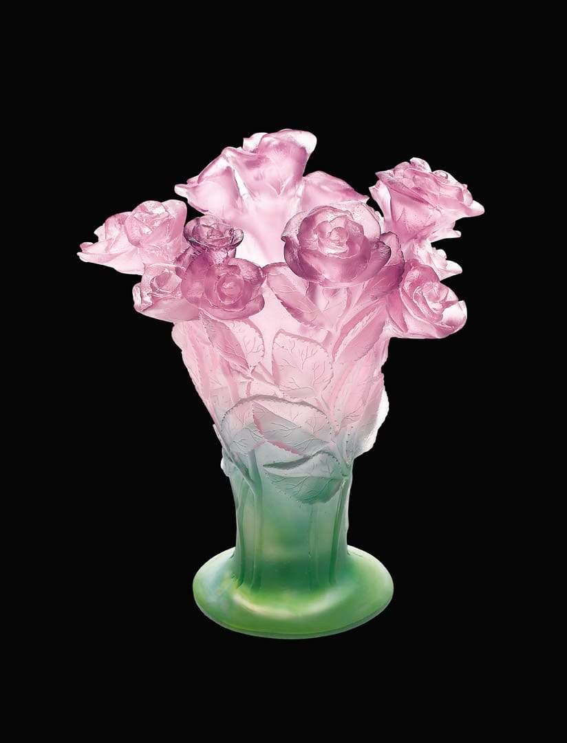 Daum Art Glass Daum Crystal Roses Vase