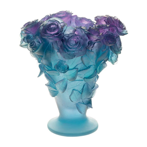 Daum Art Glass Daum Crystal Roses Vase - Ultraviolet