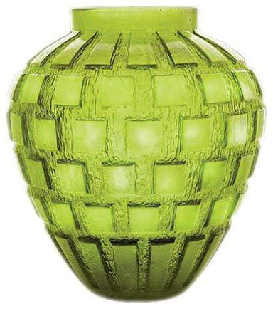 Daum Art Glass Daum Crystal Rythmes Vase - Green Olive