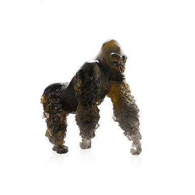 Daum Art Glass Daum Crystal Silverback Gorilla in Amber Grey by Jean-No