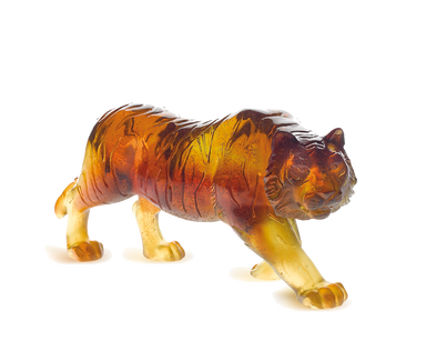 Daum Art Glass Daum Crystal Tiger Large - Amber