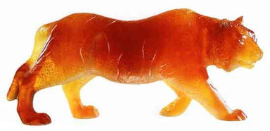 Daum Art Glass Daum Crystal Tiger Large - Amber