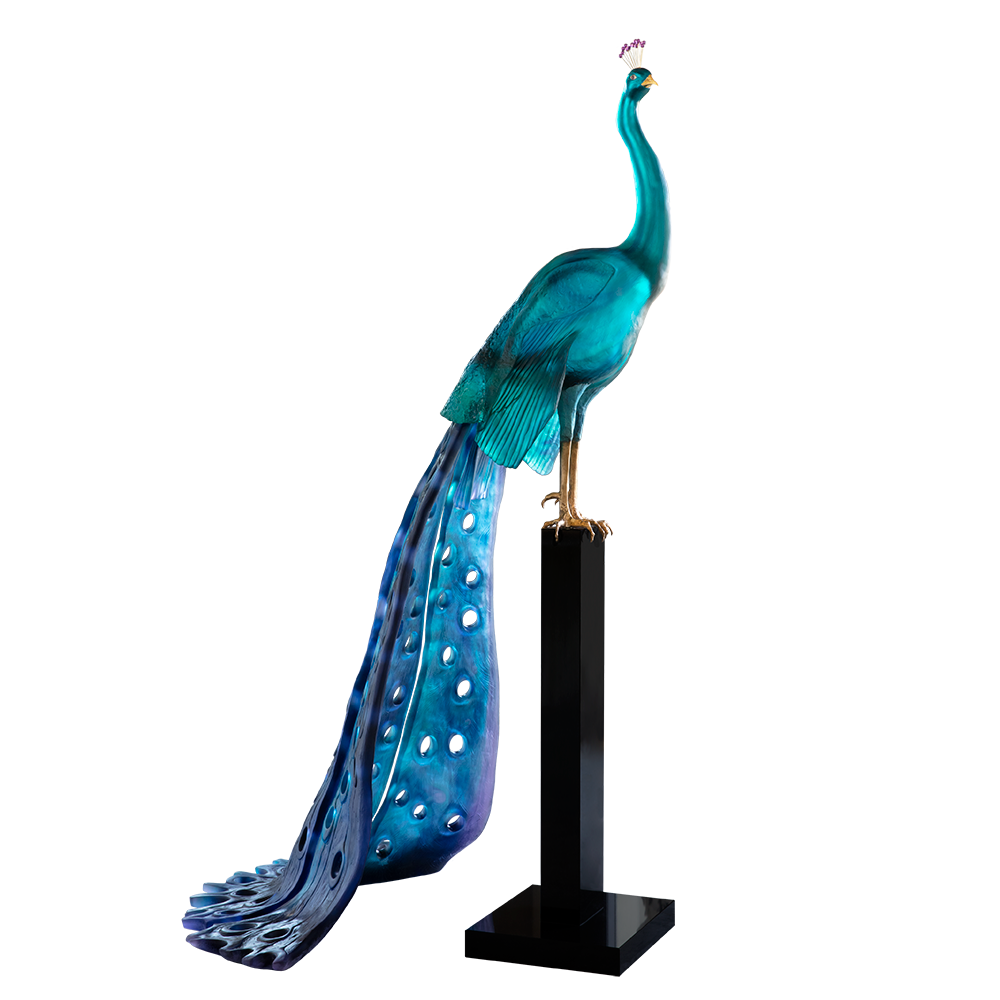 Daum Art Glass Daum Crystal Tropical Peacock by Madeleine van der Knoop