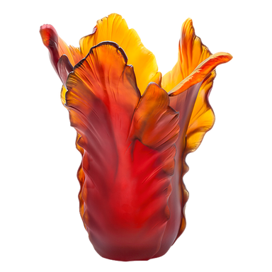Daum Art Glass Daum Crystal Tulip Magnum Vase - Dark Amber