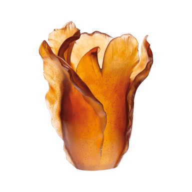 Daum Art Glass Daum Crystal Tulip Vase - Amber