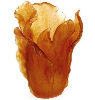 Daum Art Glass Daum Crystal Tulip Vase - Amber