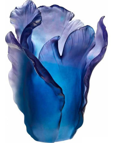 Daum Art Glass Daum Crystal Tulip Vase - Blue