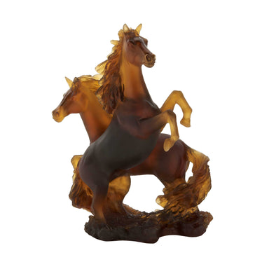 Daum Art Glass Daum Crystal Two Horse Cavalcade Sculpture