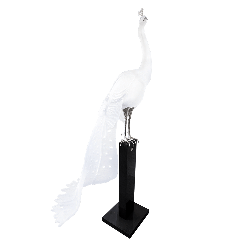 Daum Art Glass Daum Crystal White Peacock By Madeleine Van Der Knoop 8 Ex