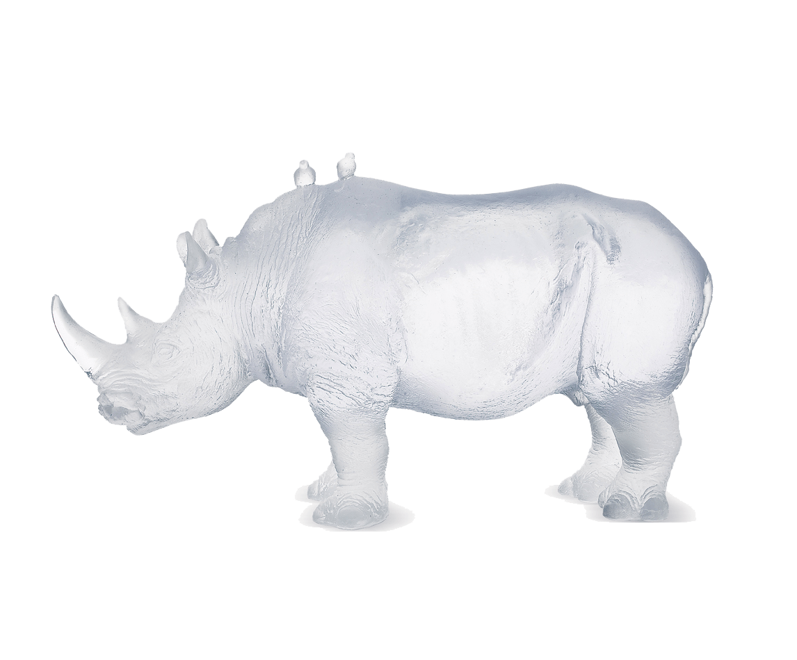 Daum Art Glass Daum Crystal White Rhinoceros by Jean-François Leroy 1000 ex