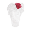 Daum Art Glass Daum Crystal White Rose Passion Vase Red Flower
