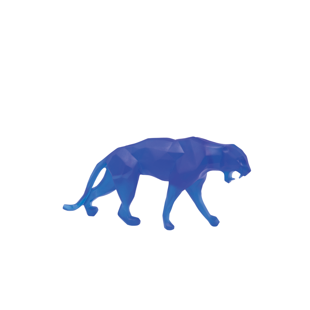 Daum Art Glass Daum Crystal Wild Panther by Richard Orlinski,  Small - Blue