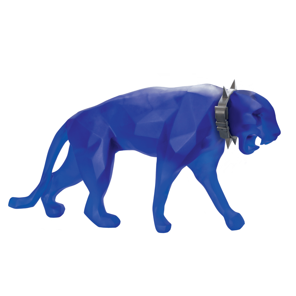 Daum Art Glass Daum Crystal Wild Panther in Blue by Richard Orlinski 8 ex