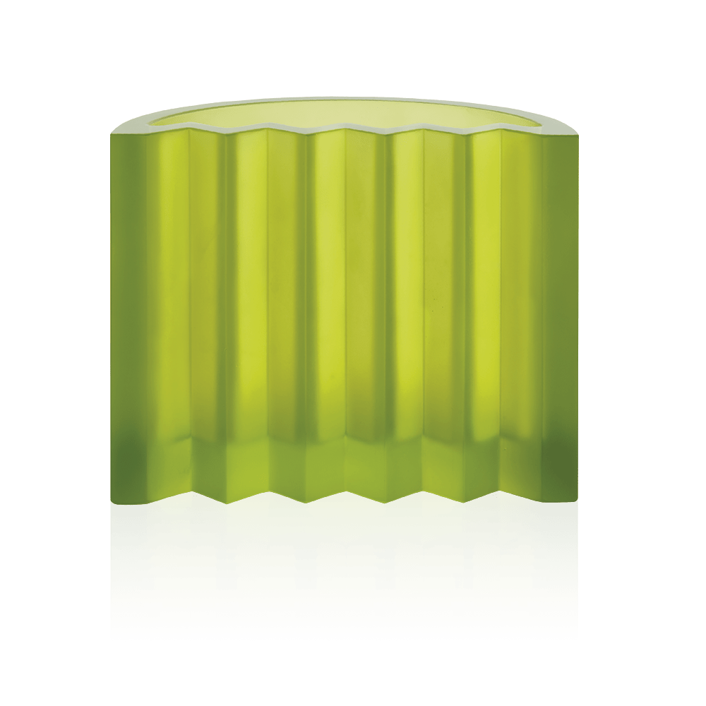 Daum Art Glass Daum Crystal ZigZag Vase in Green by Victoria Wilmotte