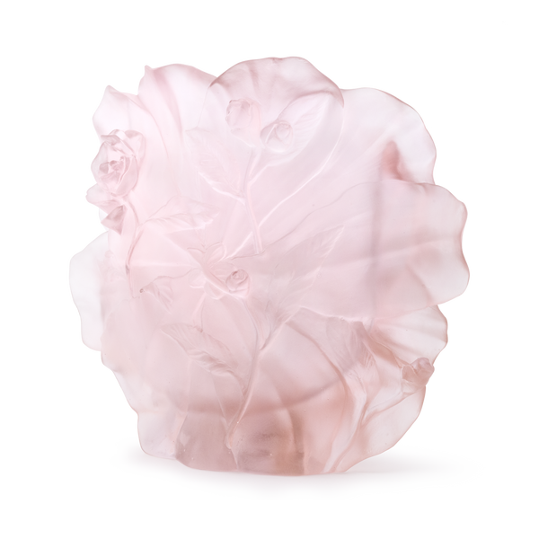 Daum Art Glass Daum Large Pink Camellia Vase