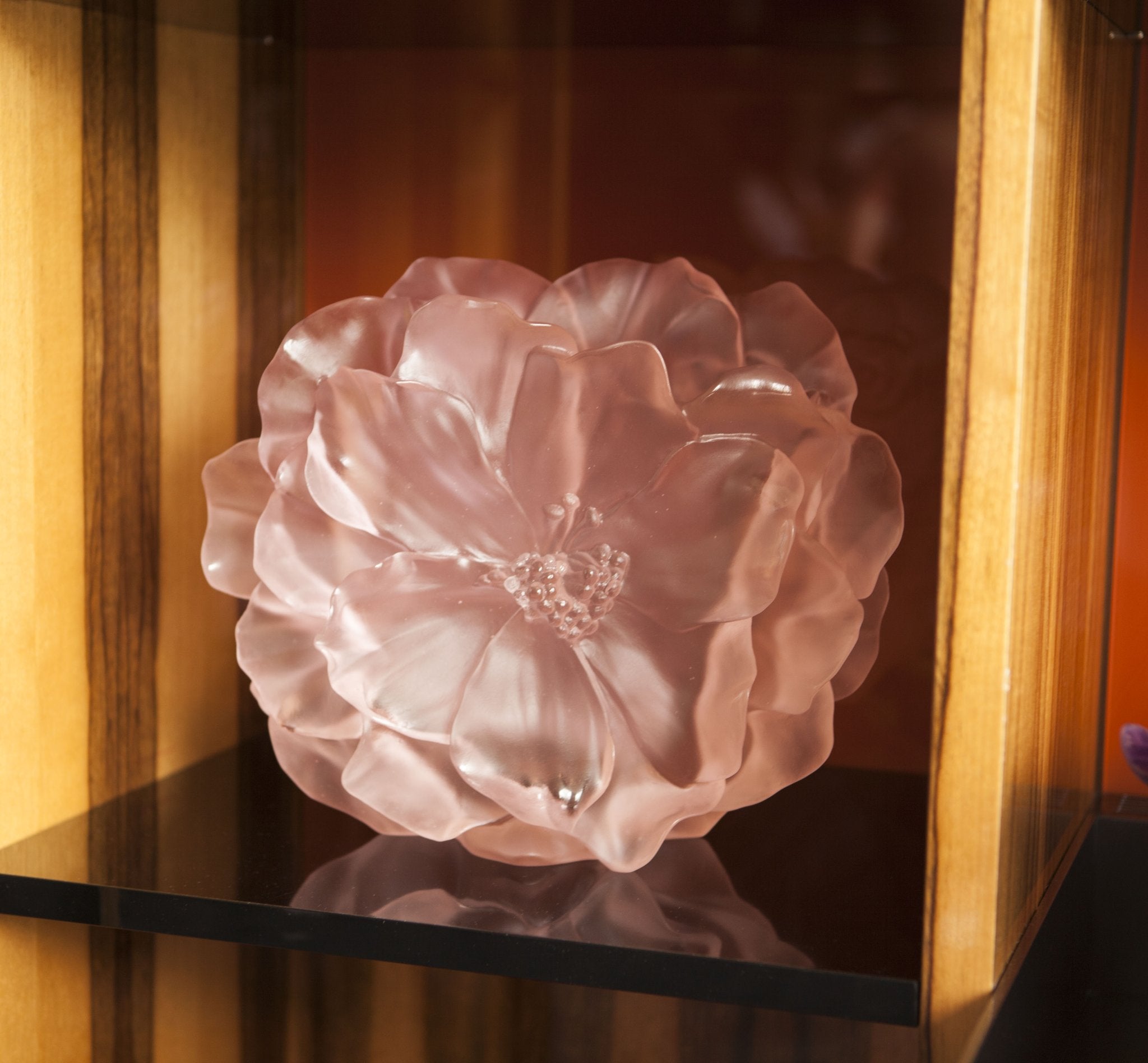 Daum Art Glass Daum Large Pink Camellia Vase