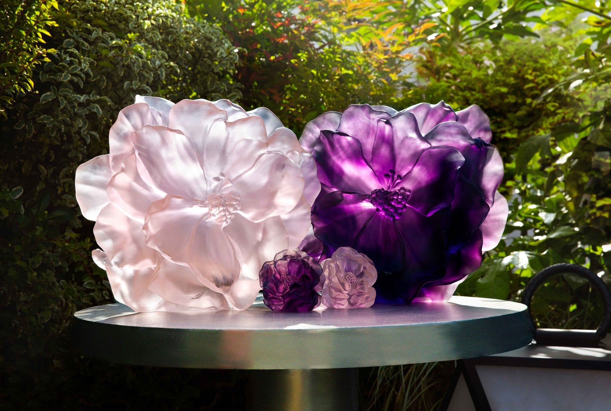 Daum Art Glass Daum Large Pink Camellia Vase