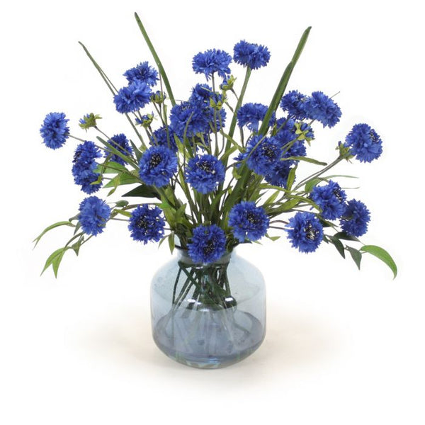 Blue Cornflower in Blue Vase