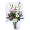 Hydrangea with Roses, Iris and Foxglove in Fluted Vase