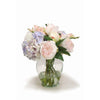 Pink and Lavender Mix of Peonies and Hydrangeas in Round Vase