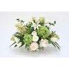 Waterlook® Mixed Cream Pink Peonies and Lilies, White Tulips, Green Hydrangeas in Oval Glass