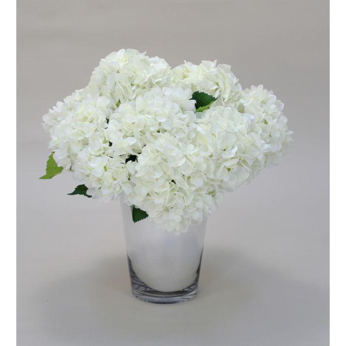 Waterlook® White Hydrangeas in Mirrored Vase