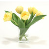 Waterlook® Yellow Parrot Tulips in Rectangular Glass Vase