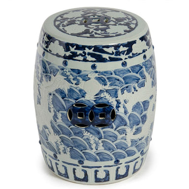 Legend of Asia Giftware Legend of Asia B&W Carved Dragon Garden Stool