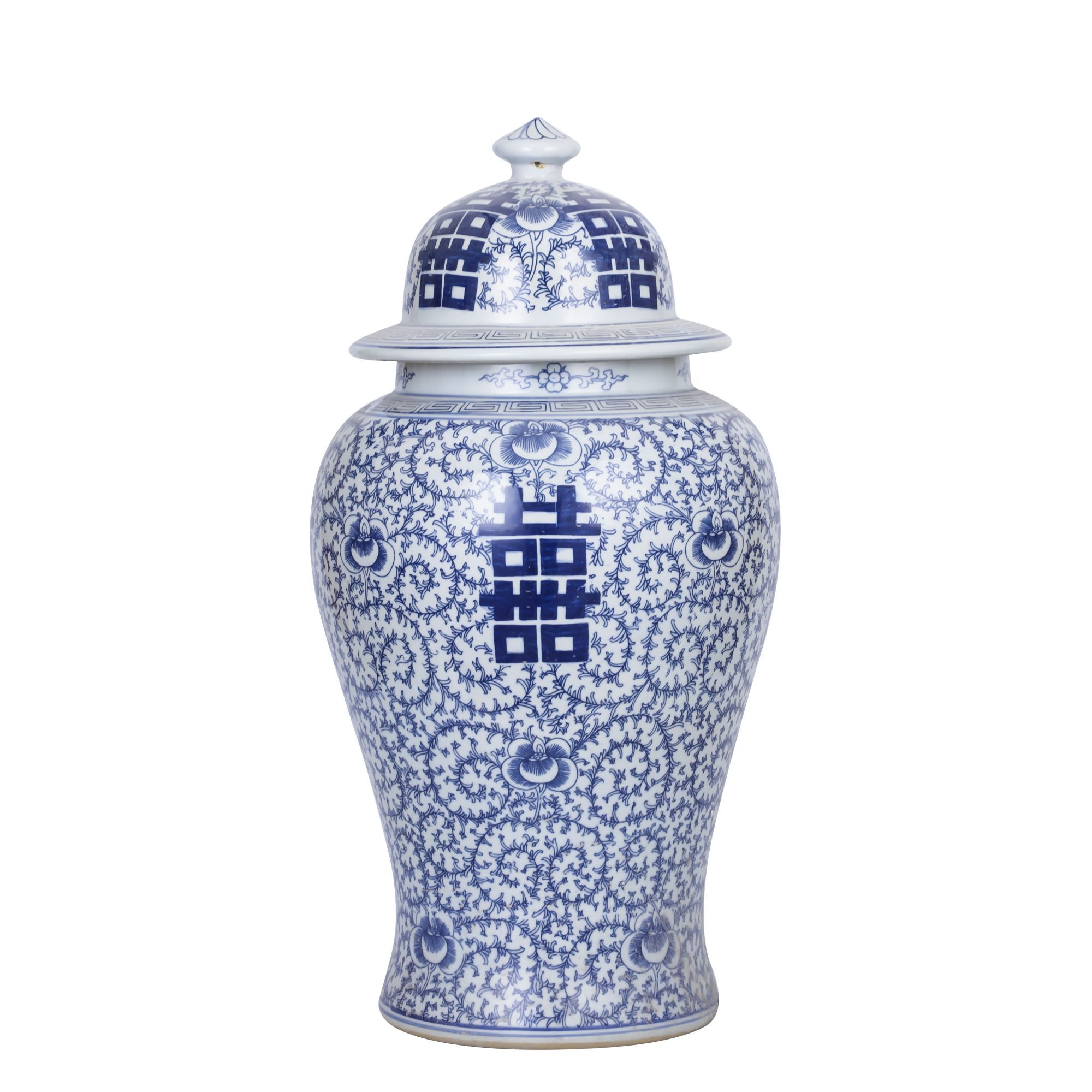Legend of Asia Giftware Legend of Asia B&W Double Happiness Floral Temple Jar - Large