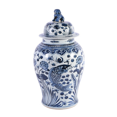 Legend of Asia Giftware Legend of Asia B&W Fish Temple Jar