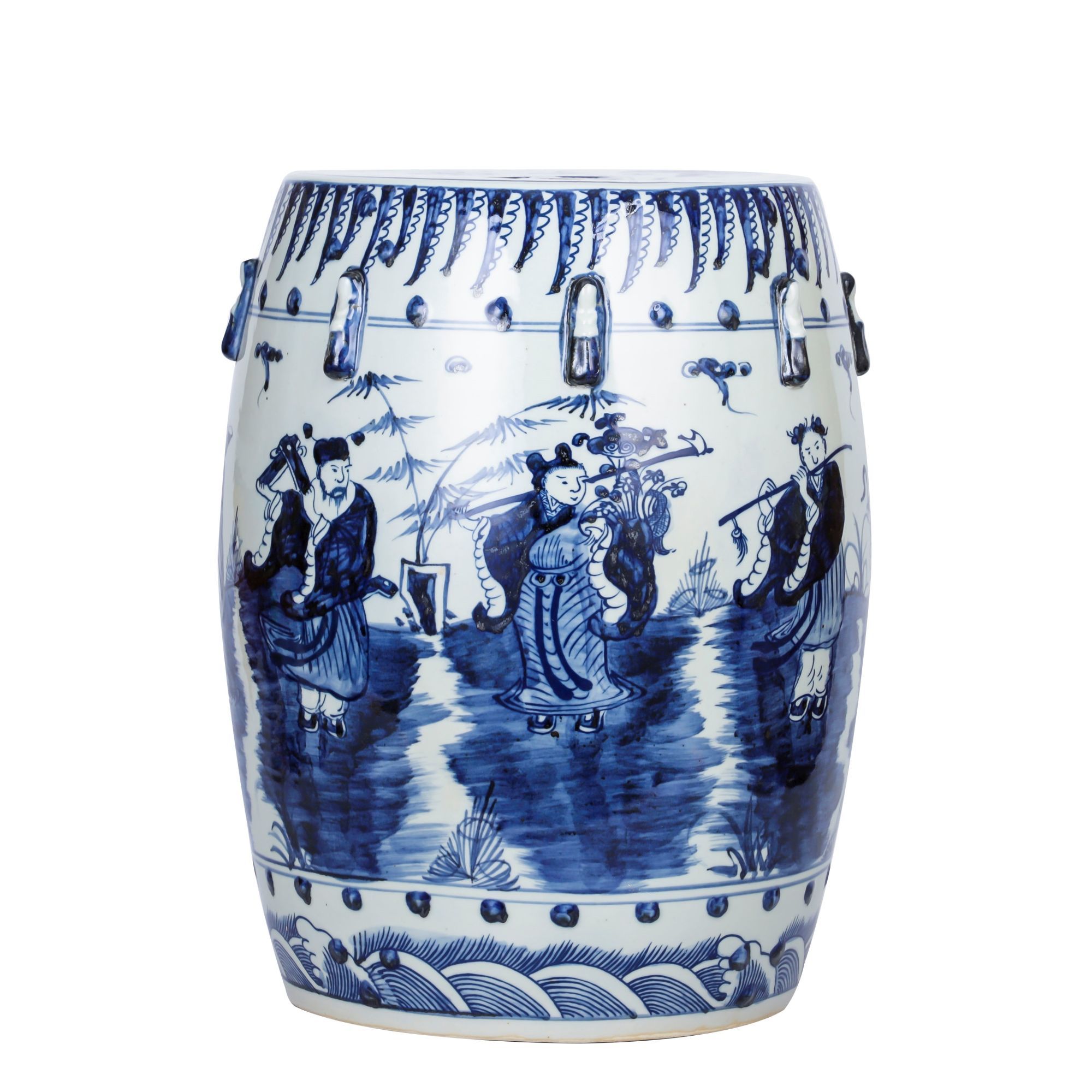 Legend of Asia Giftware Legend of Asia B&W Garden Stool 8 Immortals Motif