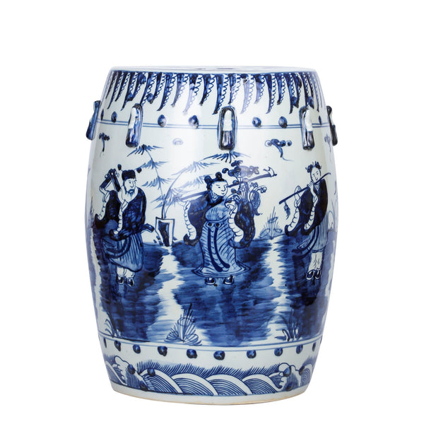 Legend of Asia Giftware Legend of Asia B&W Garden Stool 8 Immortals Motif
