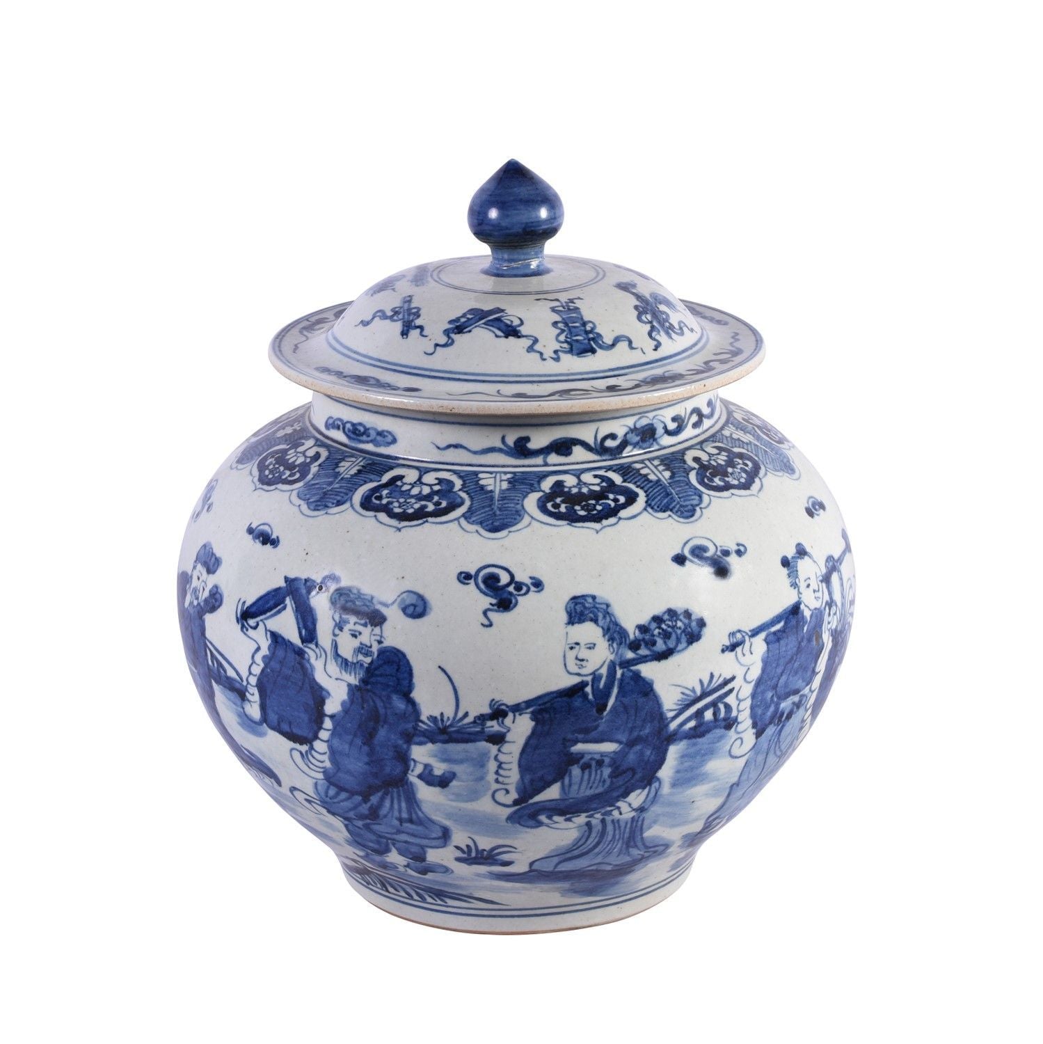 Legend of Asia Giftware Legend of Asia B&W Ginger Jar W/ Eight Immortals Motif
