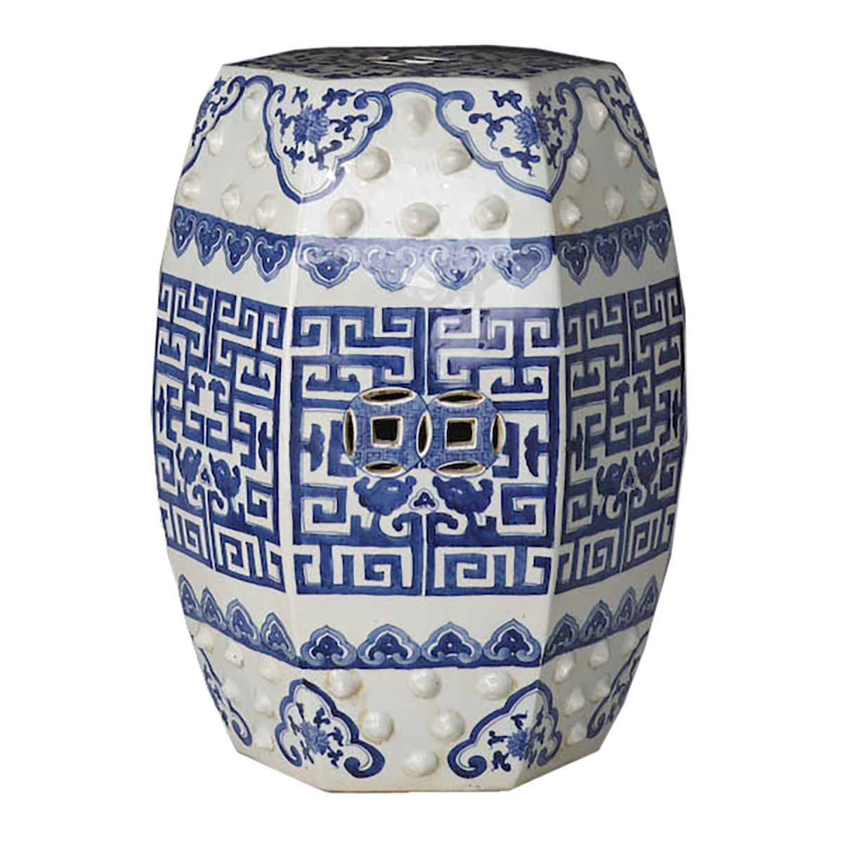 Legend of Asia Giftware Legend of Asia B&W Hex Geometric Garden Stool